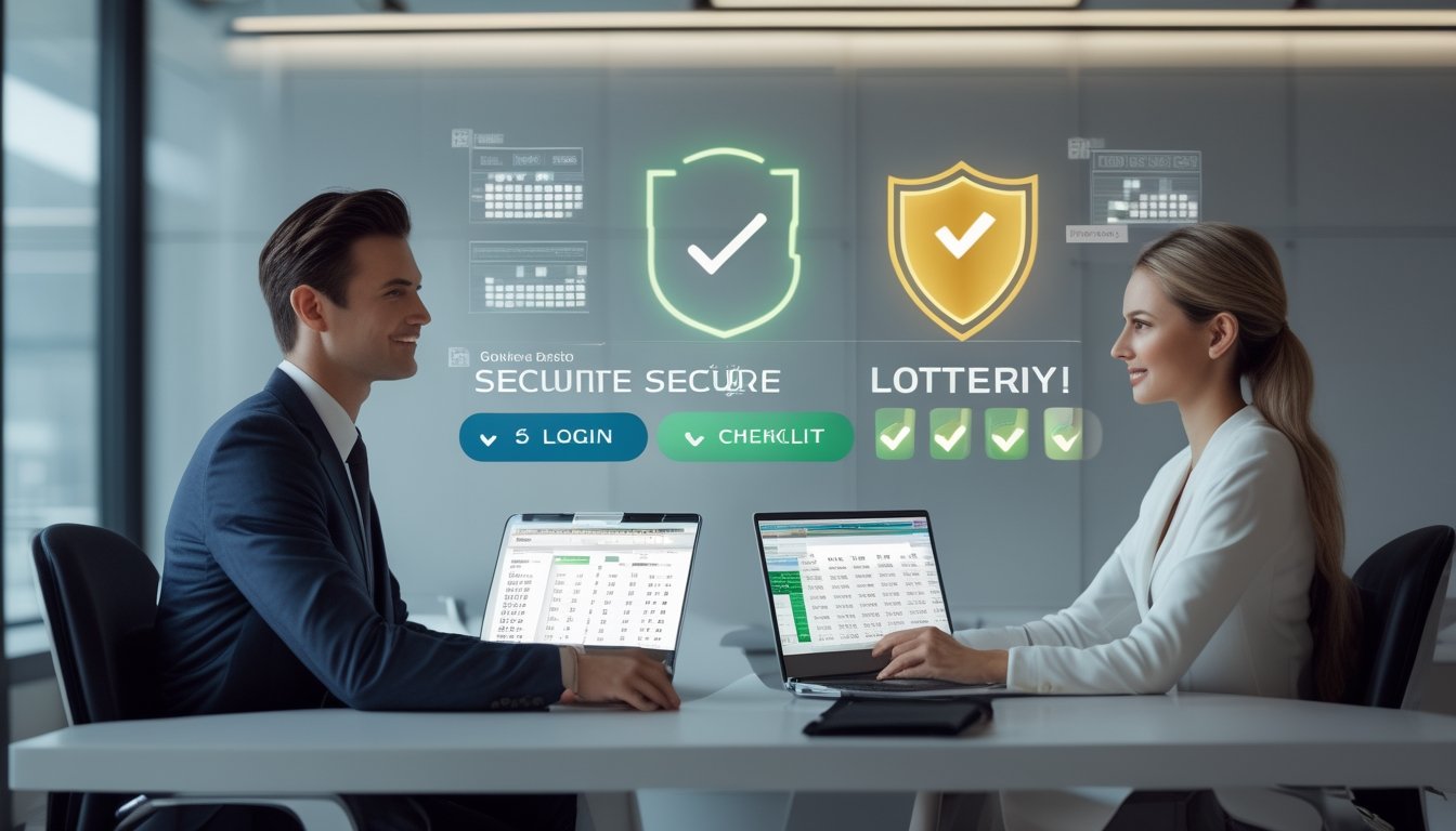 Seorang pria dan wanita duduk di meja modern dengan perangkat digital, menunjukkan aktivitas taruhan togel online yang aman dan terpercaya.