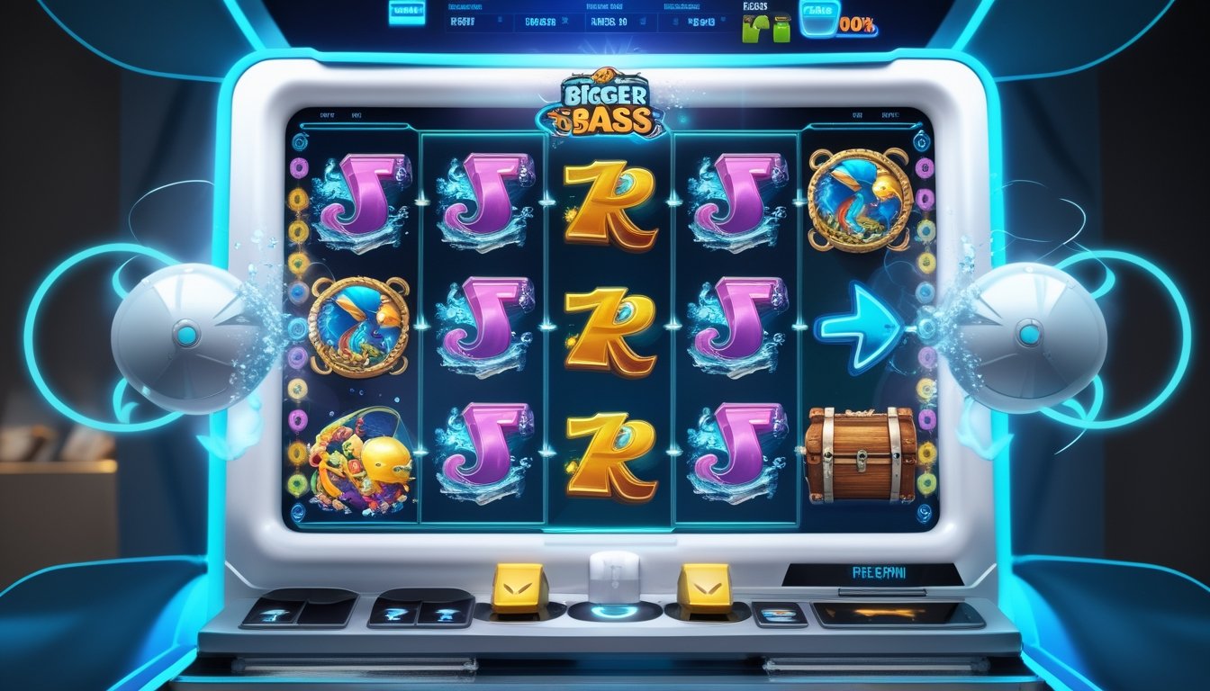 Antarmuka mesin slot online dengan simbol bertema bawah laut dan efek berputar yang menunjukkan fitur putaran gratis aktif.