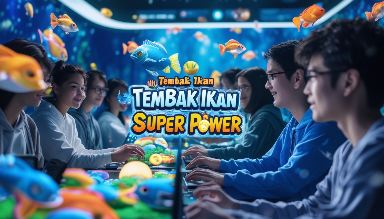Sejumlah pemain online sedang fokus bermain game Tembak Ikan dengan latar bawah laut berwarna-warni dan ikan-ikan animasi.