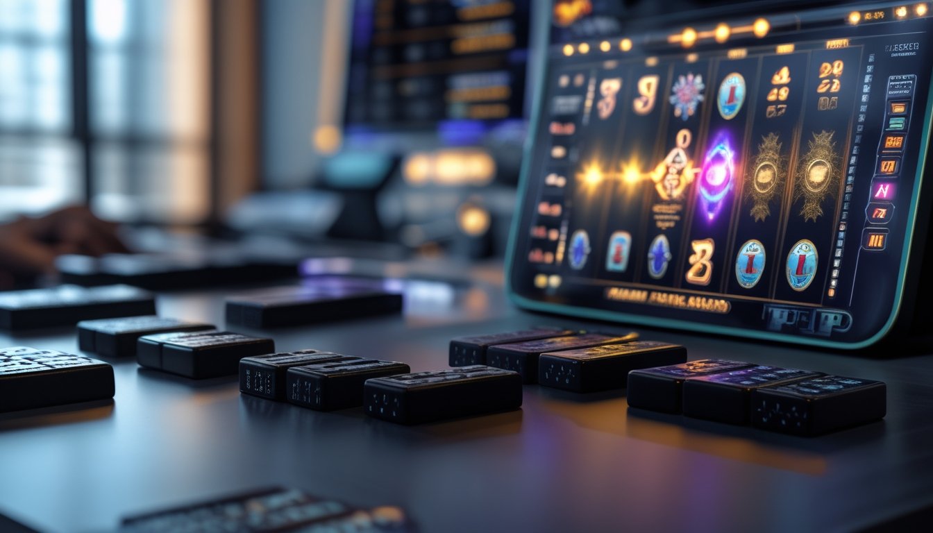 Meja permainan dengan ubin Mahjong hitam dan layar mesin slot Starlight Princess X1000 yang menyala, menunjukkan suasana strategi kemenangan.