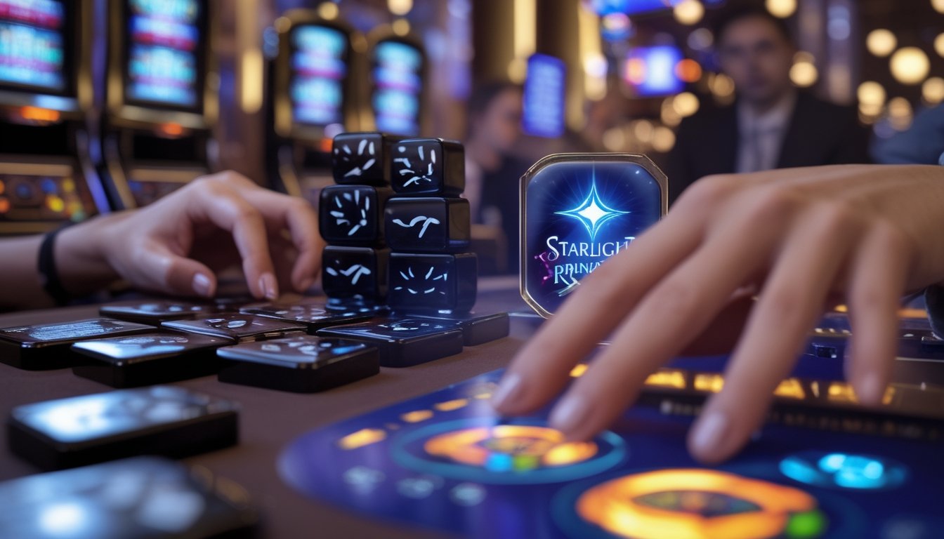 Adegan permainan kasino dengan ubin Mahjong hitam scatter dan elemen permainan Starlight Princess X1000 yang cerah, menunjukkan suasana antusiasme dan kemenangan jackpot.