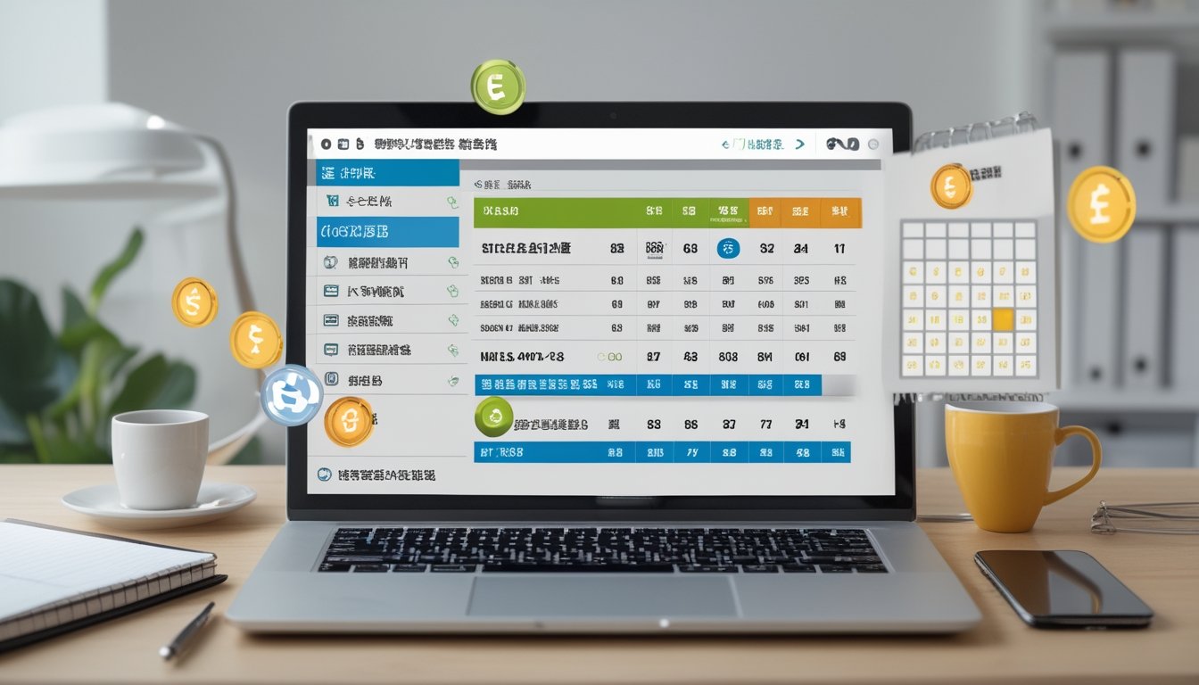 Seseorang menggunakan laptop di meja kerja dengan tampilan antarmuka platform taruhan online dan elemen yang menunjukkan pasar togel Hongkong dan Sydney.