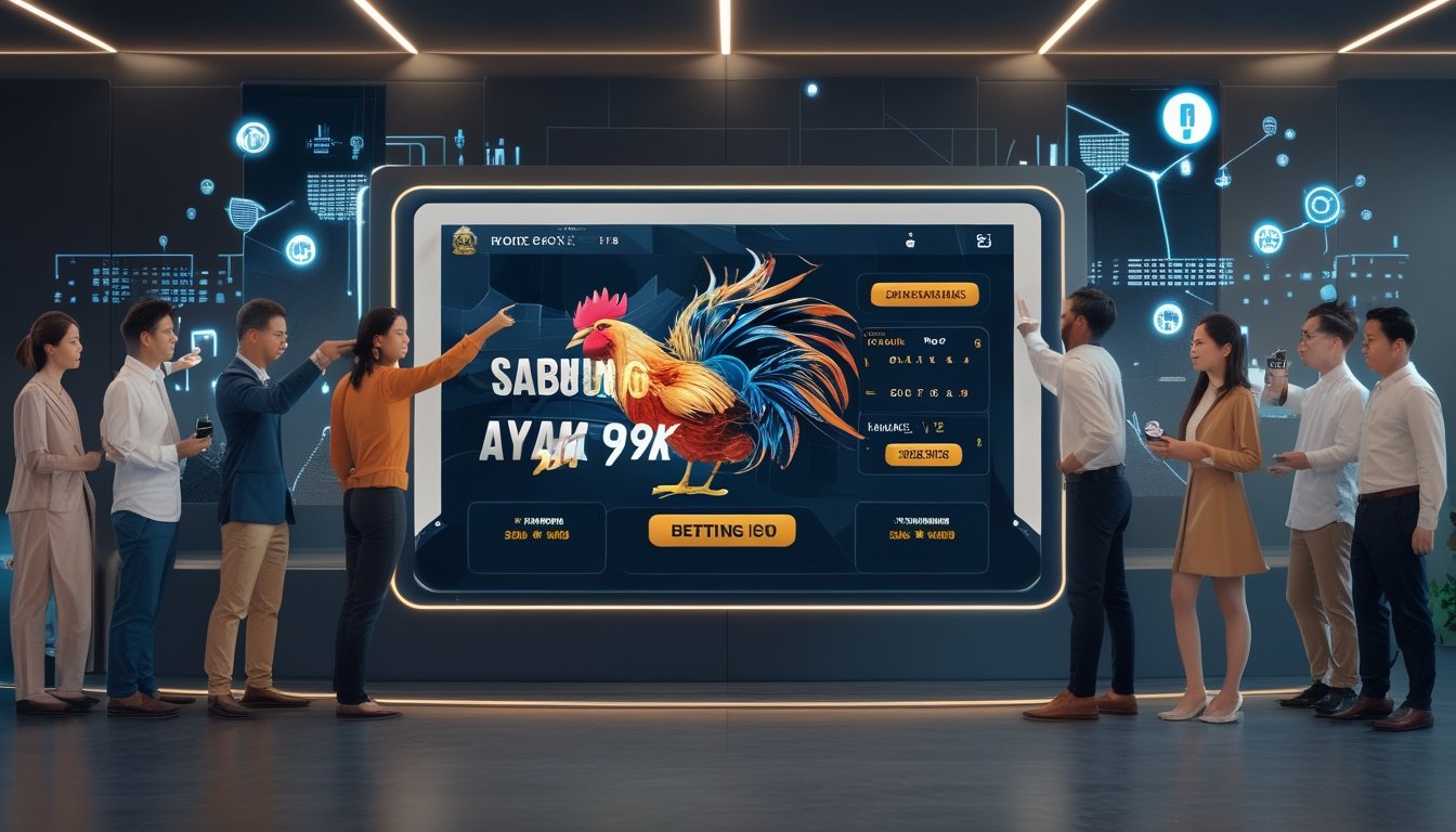 Beberapa orang menggunakan perangkat digital untuk melihat dan berdiskusi tentang taruhan ayam bangkok secara online.