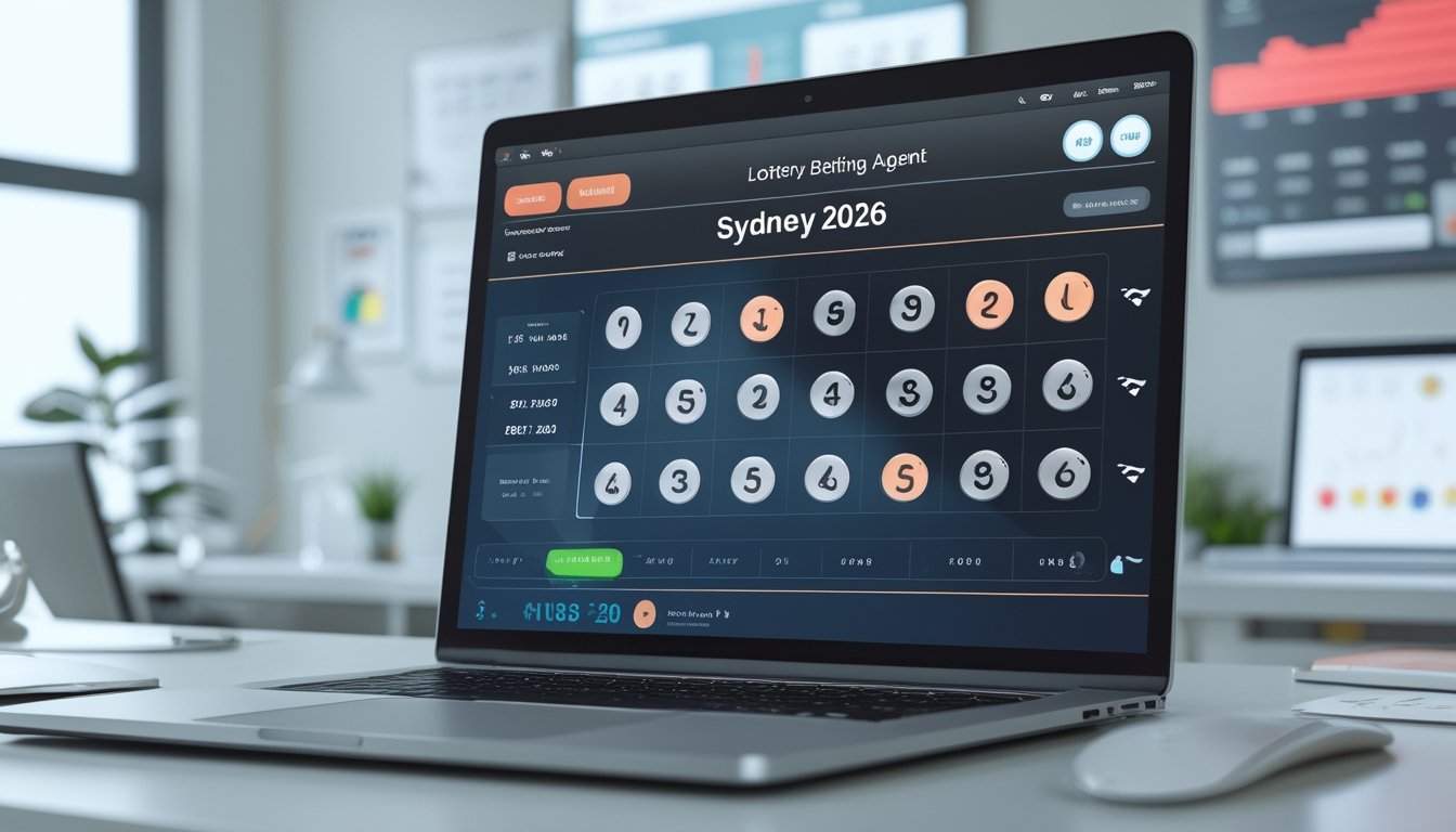 Seorang pengguna sedang melihat layar laptop dengan antarmuka taruhan togel online di ruang kerja modern yang terang dan rapi.