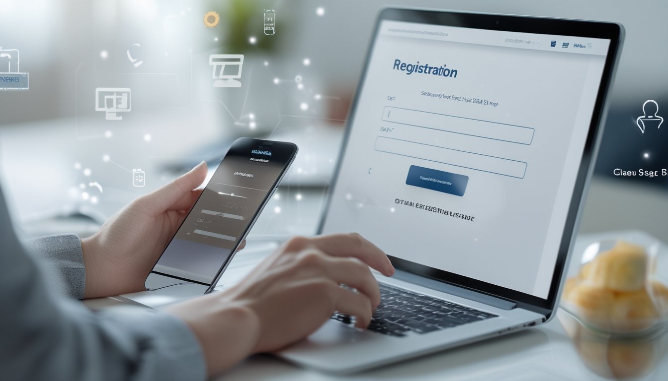 Seseorang sedang menggunakan laptop atau ponsel untuk mendaftar akun taruhan Sabung Ayam secara online.