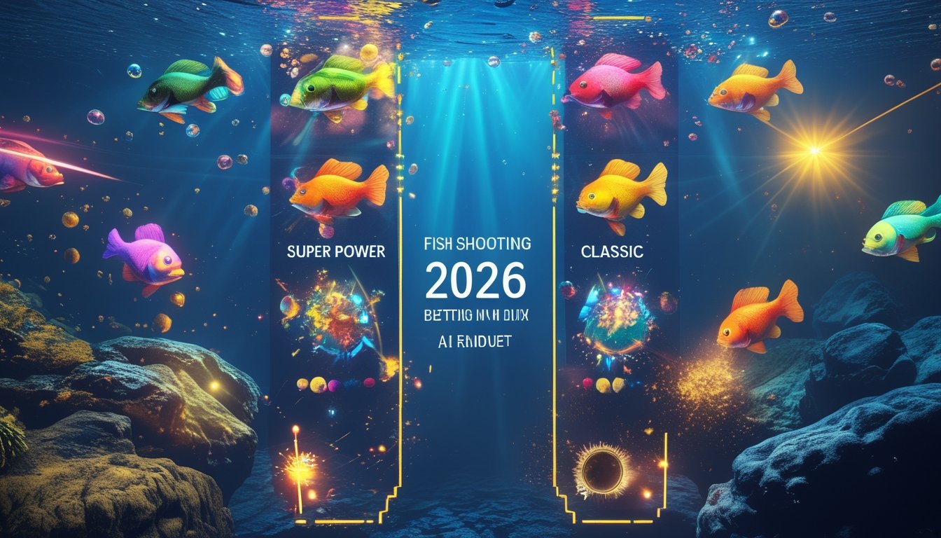 Gambaran dua gaya permainan tembak ikan yang berbeda, satu dengan efek modern dan berwarna cerah, dan satu lagi dengan desain klasik yang lebih sederhana di latar bawah laut.