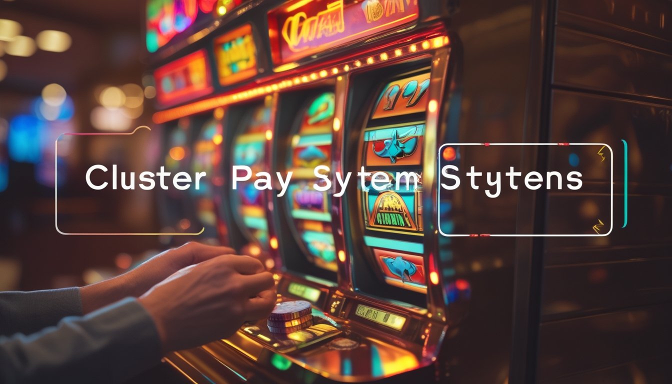 Gambar close-up mesin slot bergaya retro dengan simbol warna-warni dan tangan yang sedang mengatur chip taruhan.