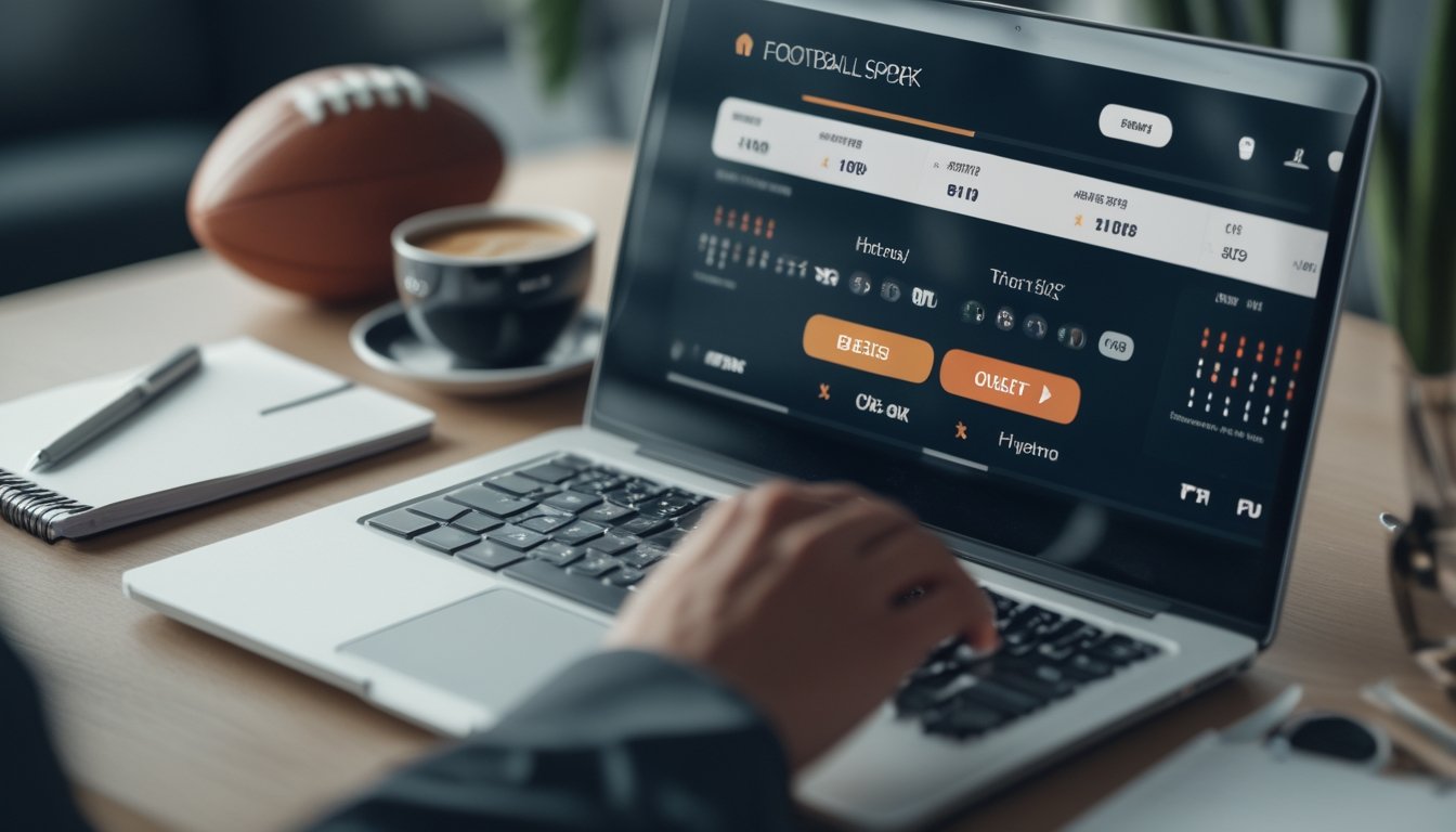 Seorang pengguna sedang melihat layar komputer yang menampilkan antarmuka taruhan sepak bola online dengan fokus pada jenis taruhan Handicap dan 1X2.