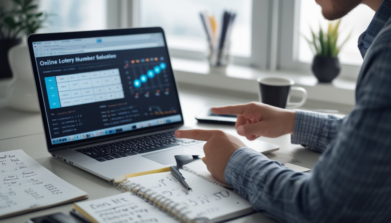 Seseorang sedang bekerja dengan laptop dan mencatat angka di meja yang rapi, menunjukkan suasana fokus dan perencanaan.