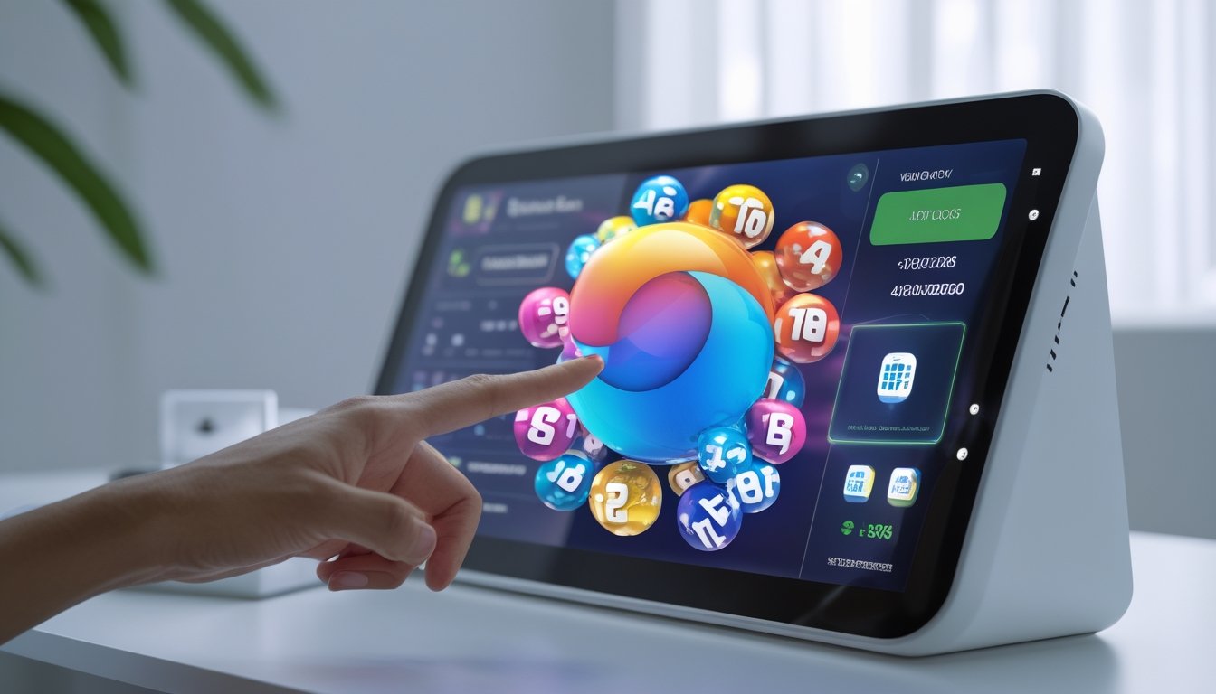 Seseorang menggunakan perangkat layar sentuh dengan antarmuka platform togel 3D dan 4D yang mudah digunakan dan proses deposit digital yang praktis.