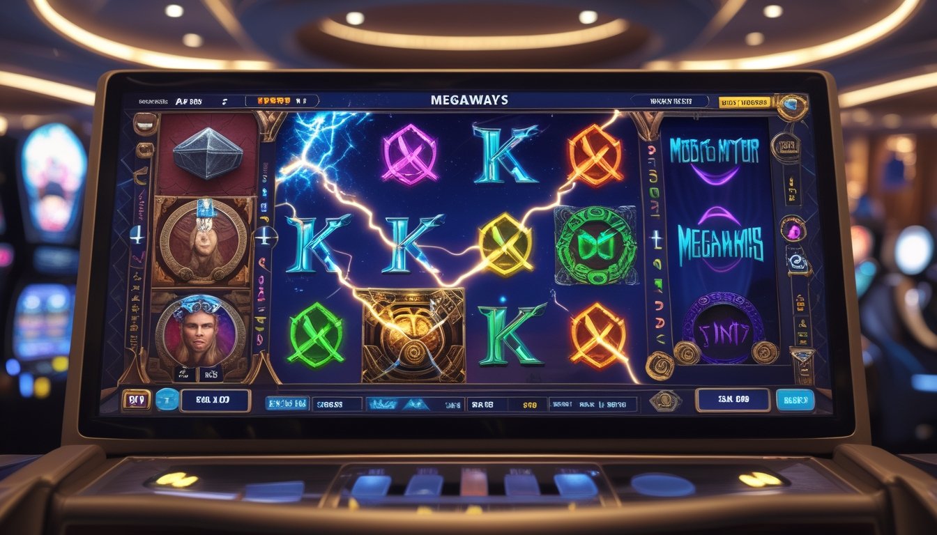 Mesin slot bertema Thor dengan simbol palu Mjolnir dan petir, menampilkan fitur unik dan desain yang menarik.