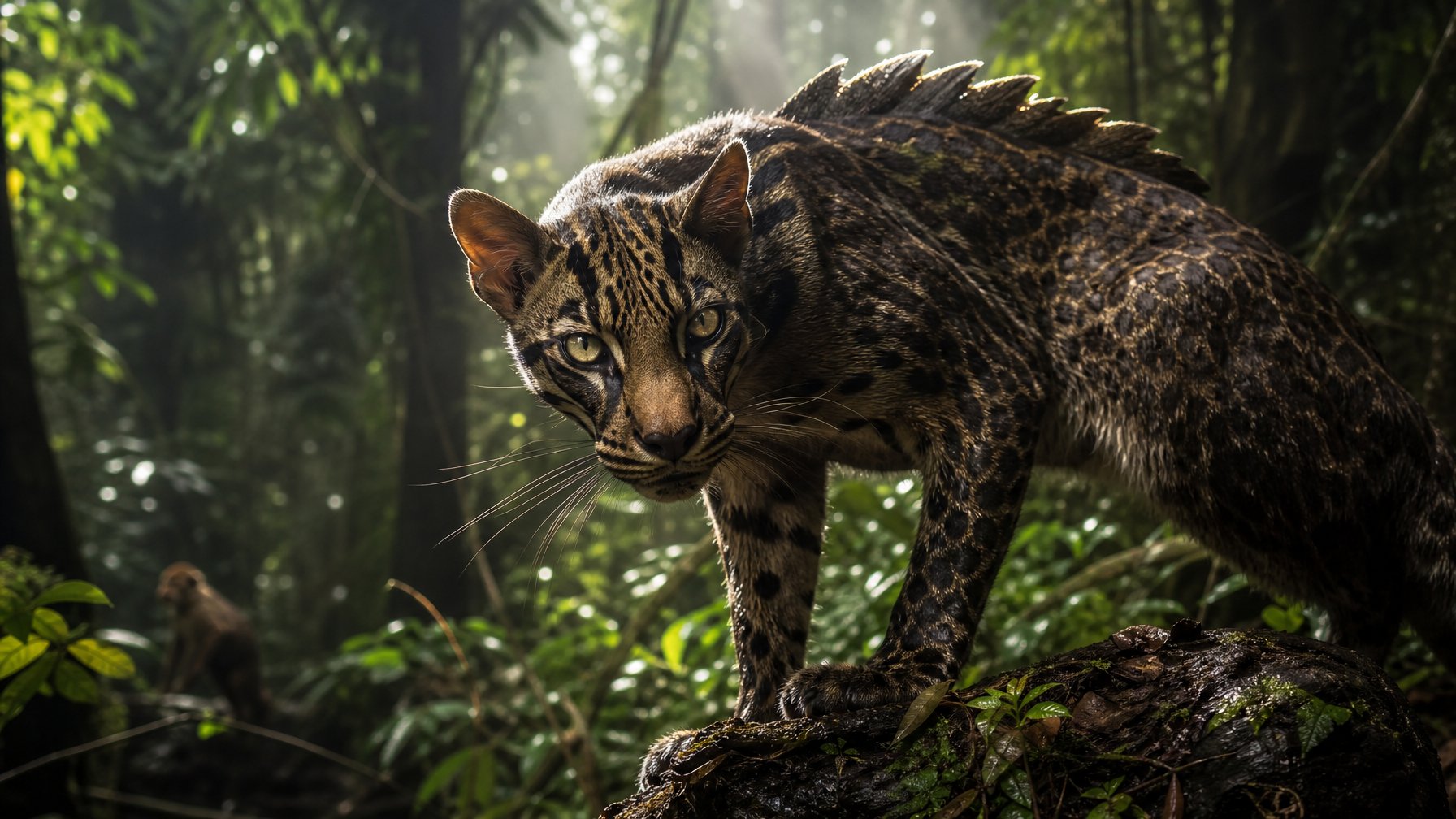 Seekor predator langka yang baru ditemukan pada tahun 2026 terlihat di habitat alaminya di tengah hutan yang rimbun.
