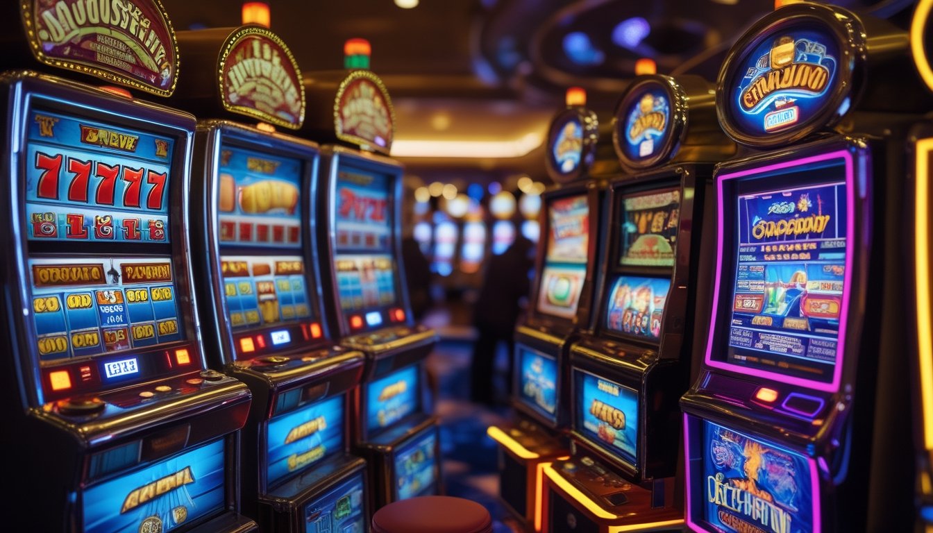Perbandingan mesin slot klasik dengan mesin slot video modern di dalam kasino.
