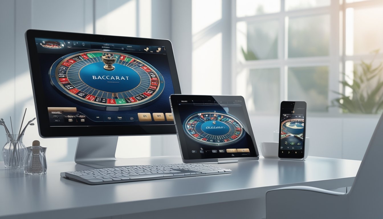 Beberapa perangkat seperti komputer, tablet, dan ponsel menampilkan permainan baccarat dengan tampilan yang mudah digunakan.
