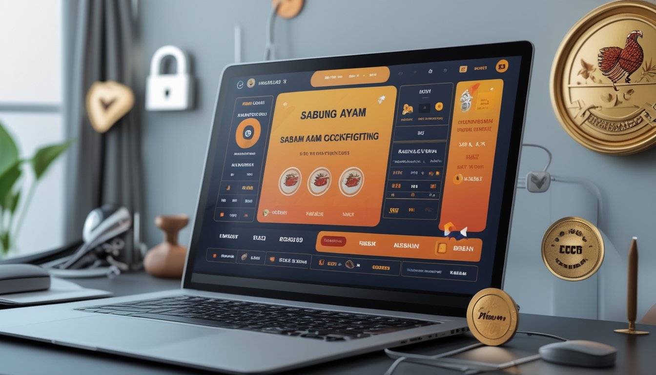 Tampilan layar komputer dengan platform taruhan sabung ayam berlisensi, menunjukkan antarmuka yang profesional dan aman.
