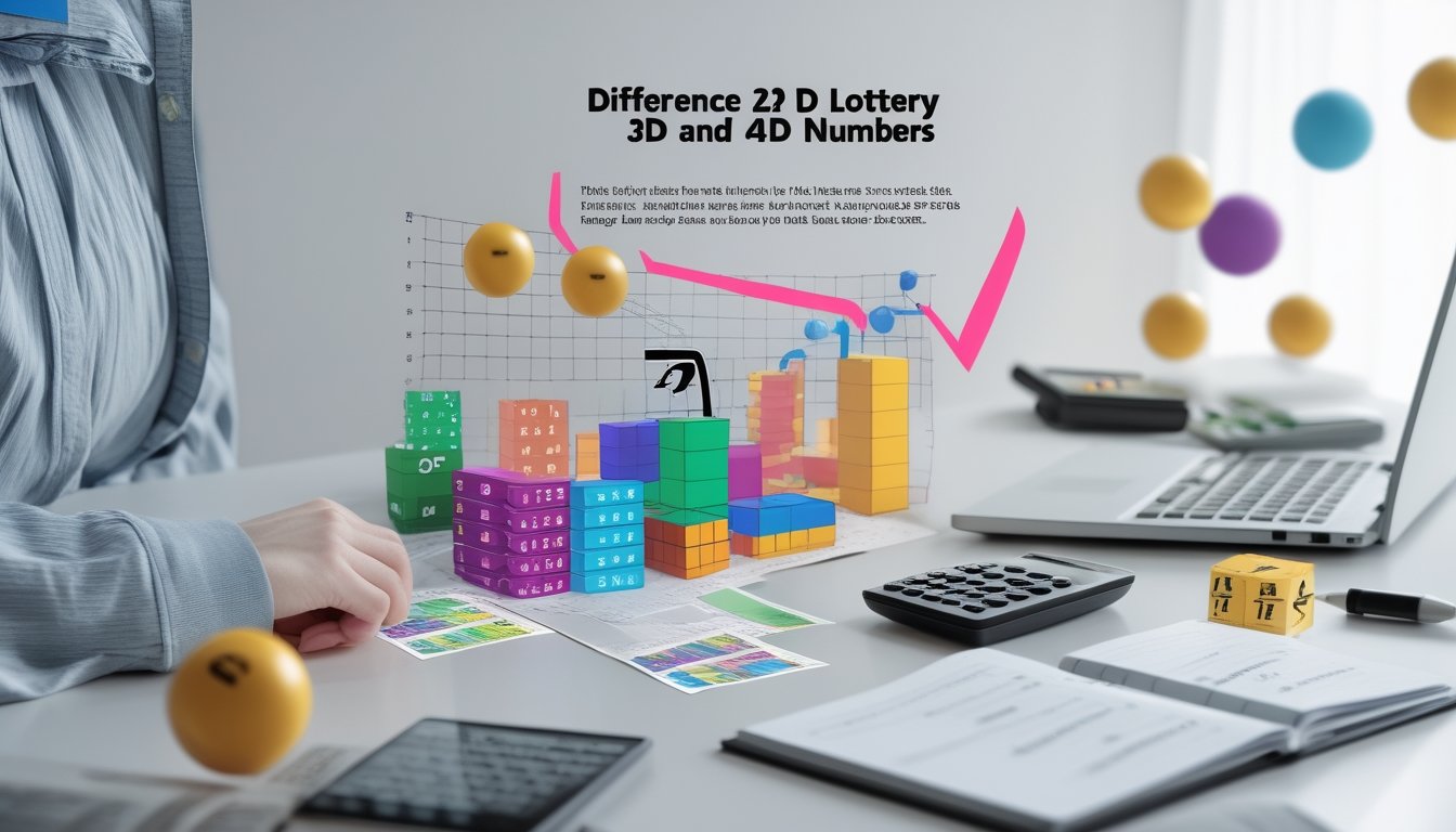 Seseorang sedang menganalisis tiket togel dan grafik angka dengan latar belakang meja kerja yang rapi.
