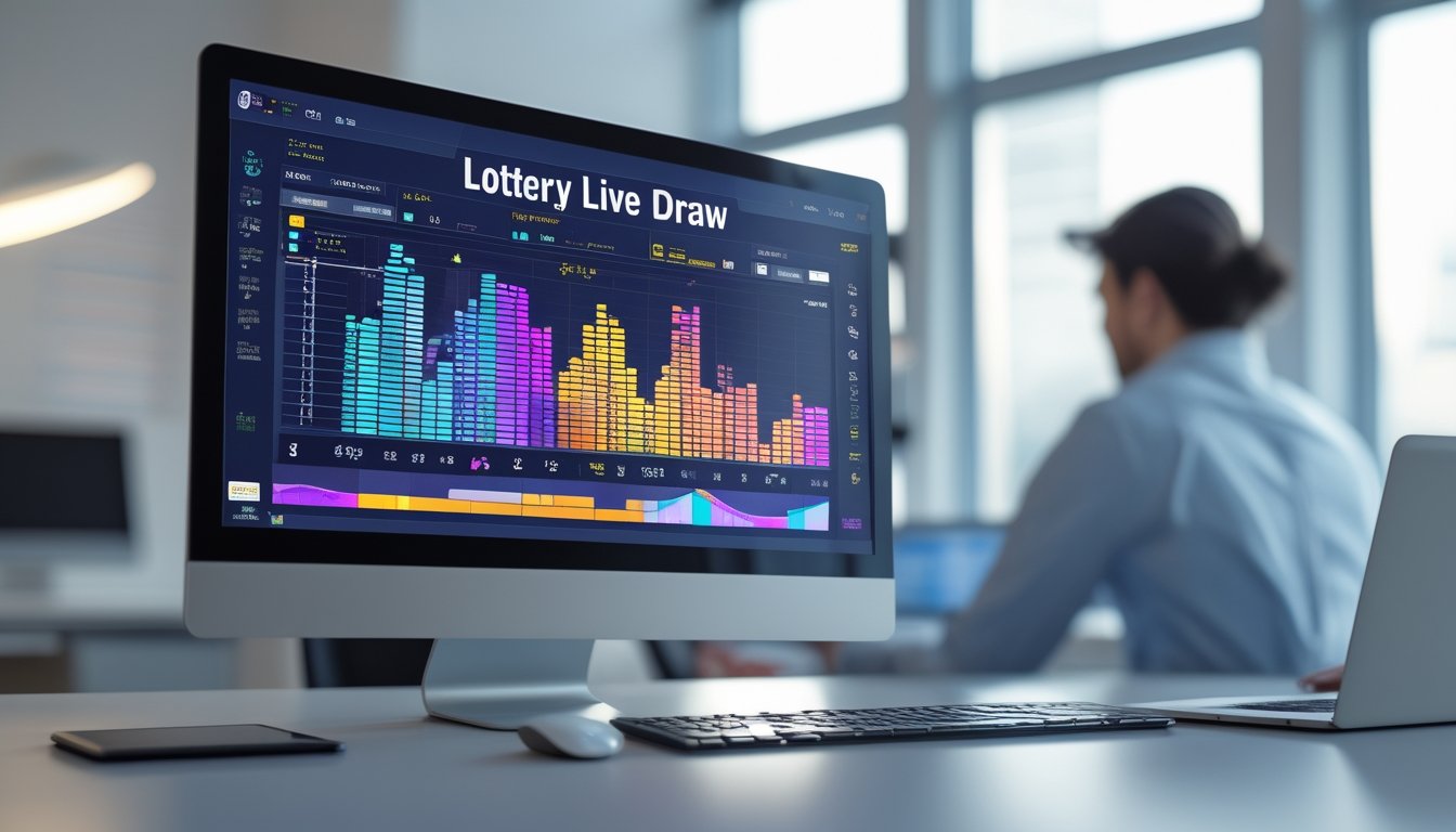Orang sedang melihat hasil undian togel secara langsung di depan komputer di kantor modern.