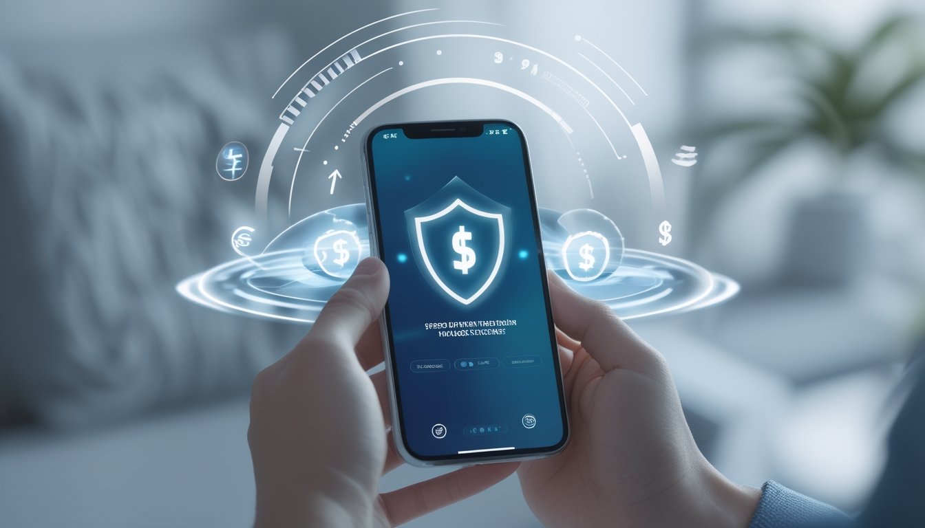Tangan seseorang memegang ponsel dengan tampilan antarmuka transaksi digital yang menunjukkan proses deposit cepat dan aman.