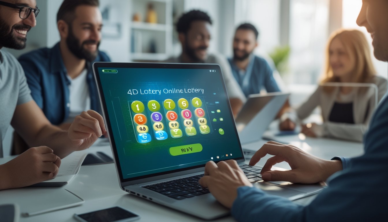 Orang-orang menggunakan perangkat digital untuk bermain togel online dengan antusias di lingkungan modern yang aman dan nyaman.