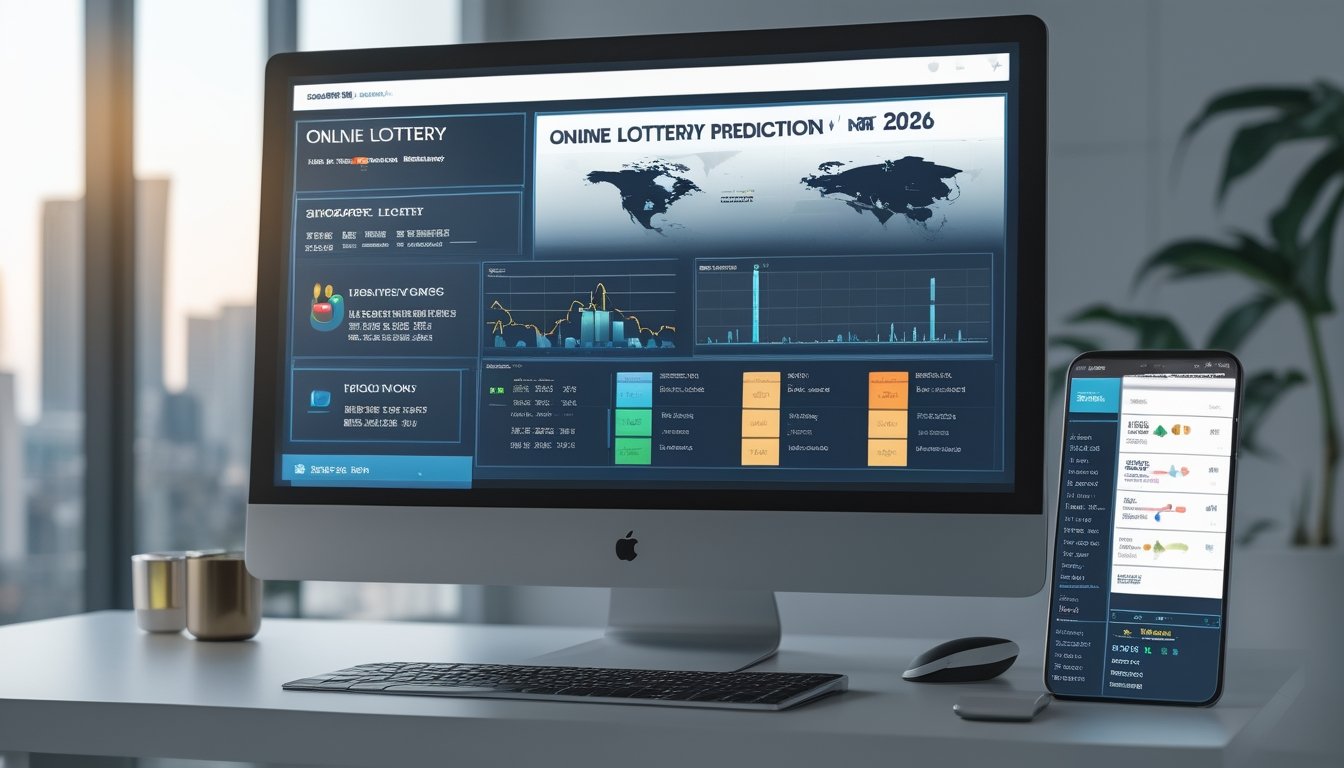 Sebuah ruang kerja modern dengan komputer menampilkan grafik dan data prediksi togel online untuk pasar Singapore, Hongkong, dan Macau tahun 2026.