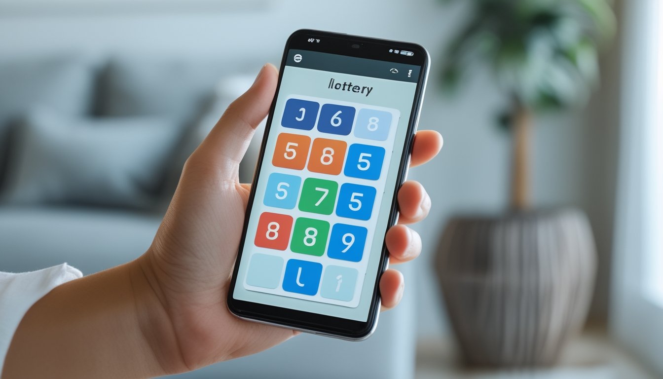 Seseorang memegang ponsel Android dengan layar menampilkan antarmuka pemilihan angka togel secara online.