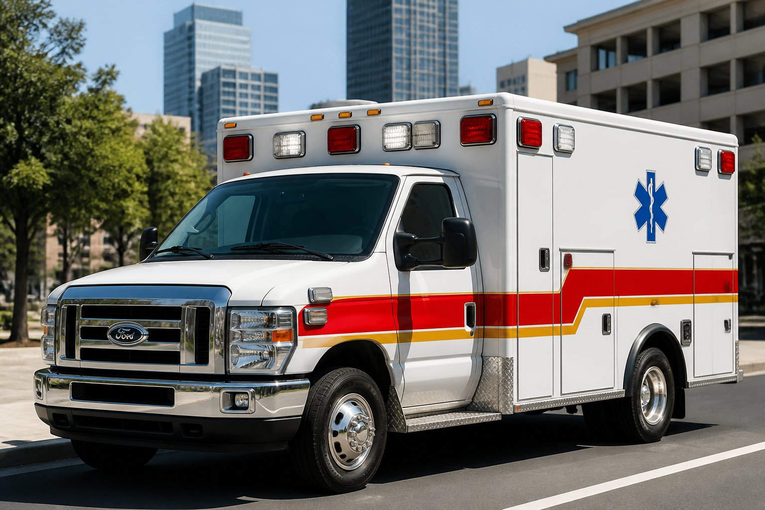 Carro de Ambulância: Características Essenciais e Tipos de Atendimento Móvel 2 Veículo de ambulância moderno estacionado em uma rua da cidade durante o dia.