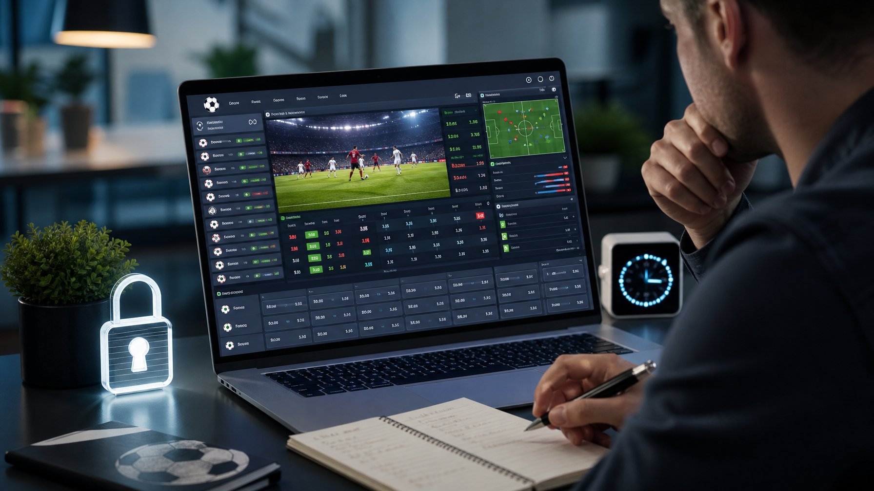 Seseorang menggunakan komputer dengan tampilan situs judi bola online yang menampilkan pasar lengkap dan odds terbaik.