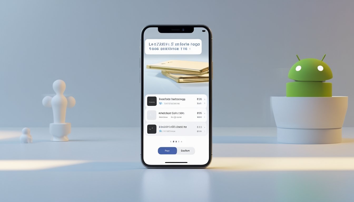 Smartphone menampilkan aplikasi permainan online Ceme dengan latar bersih dan ikon Android serta iOS kecil di sekitar perangkat.
