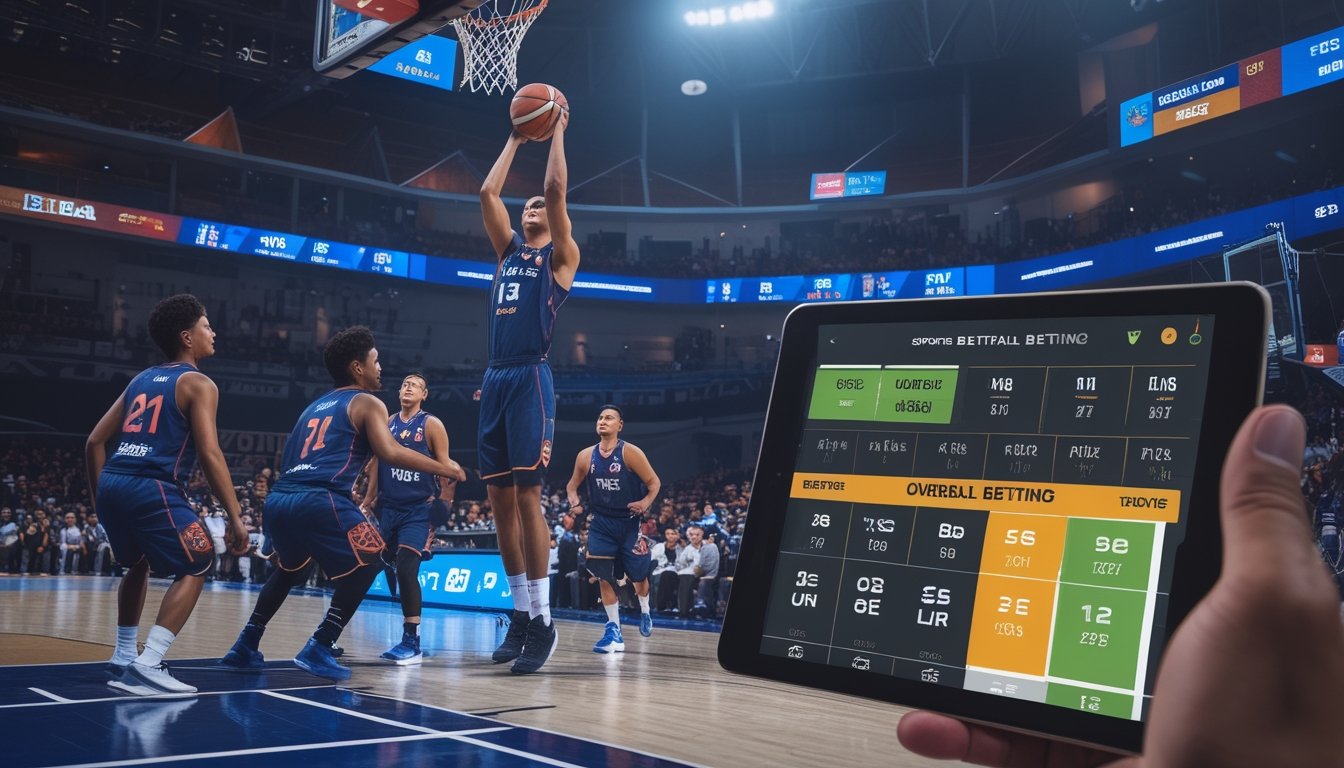Pertandingan bola basket IBL Indonesia di dalam arena dengan pemain yang sedang berlaga dan penonton yang antusias di tribun.