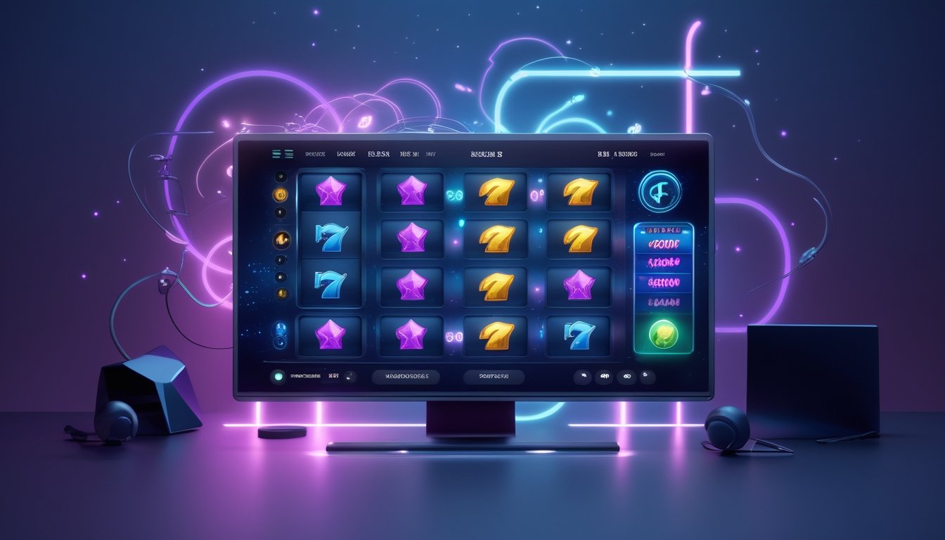 Tampilan layar perangkat dengan permainan slot online yang menunjukkan simbol scatter hitam yang menonjol di tengah gulungan warna-warni.