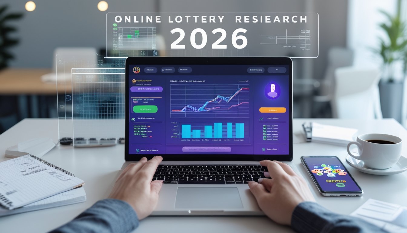 Seorang profesional sedang bekerja di meja dengan laptop yang menampilkan platform togel online resmi dan terverifikasi, dikelilingi oleh catatan dan ponsel, di ruang kantor yang terang dan rapi.