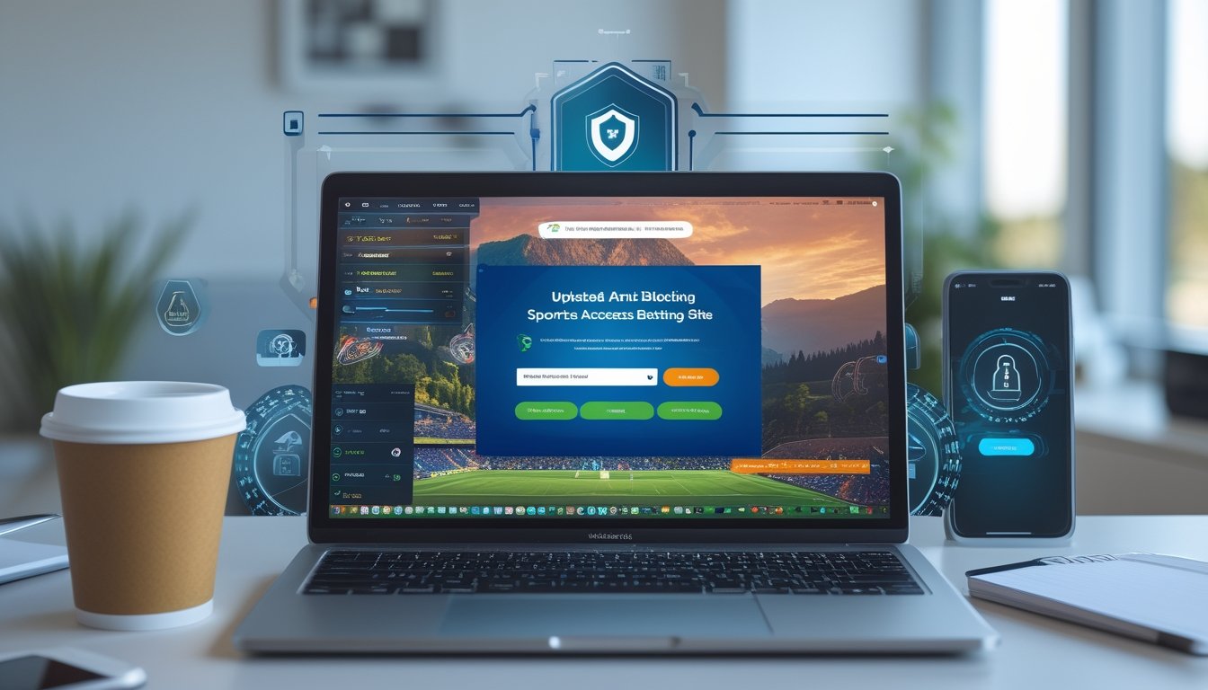 Seorang profesional sedang menggunakan laptop di meja kerja dengan tampilan situs judi bola yang aman dan terpercaya di layar.
