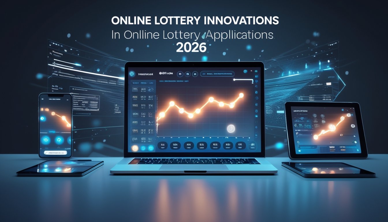Seorang profesional bekerja dengan laptop dan perangkat digital yang menampilkan aplikasi togel online dengan antarmuka futuristik di ruang kerja modern.