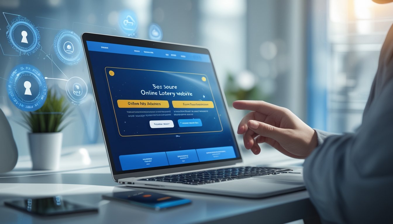 Seseorang menggunakan laptop dengan tampilan situs togel online yang aman dan terpercaya di meja kerja.