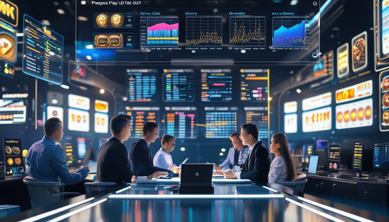 Sekelompok profesional sedang menganalisis data dan grafik RTP slot Pragmatic Play di ruang kerja modern.