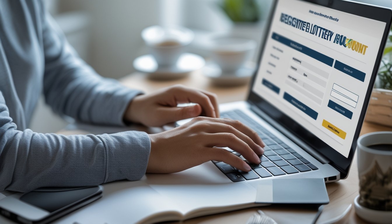 Seseorang sedang menggunakan laptop di meja kerja untuk mendaftar akun togel online dengan cepat dan aman.