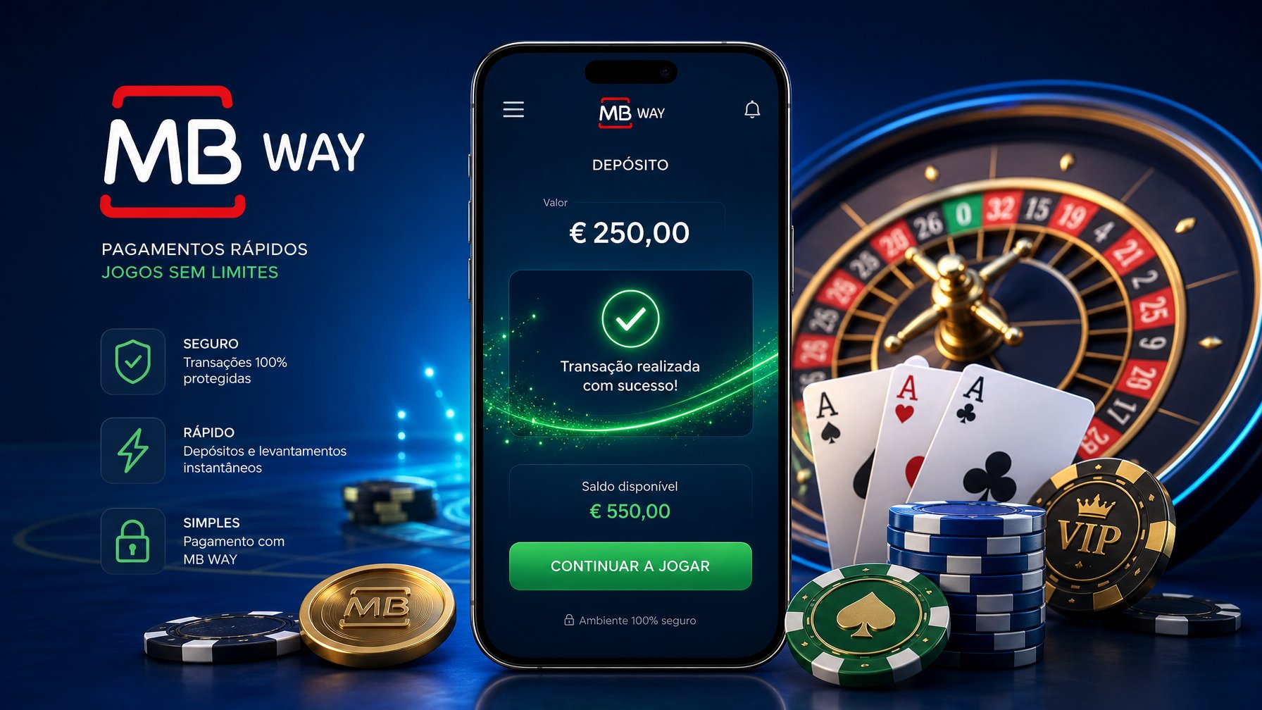 A Smartphone Displaying A Digital Wallet Interface Surrounded By Poker Chips, Playing Cards, And A Roulette Wheel, Symbolizing A Casino Payment Method.