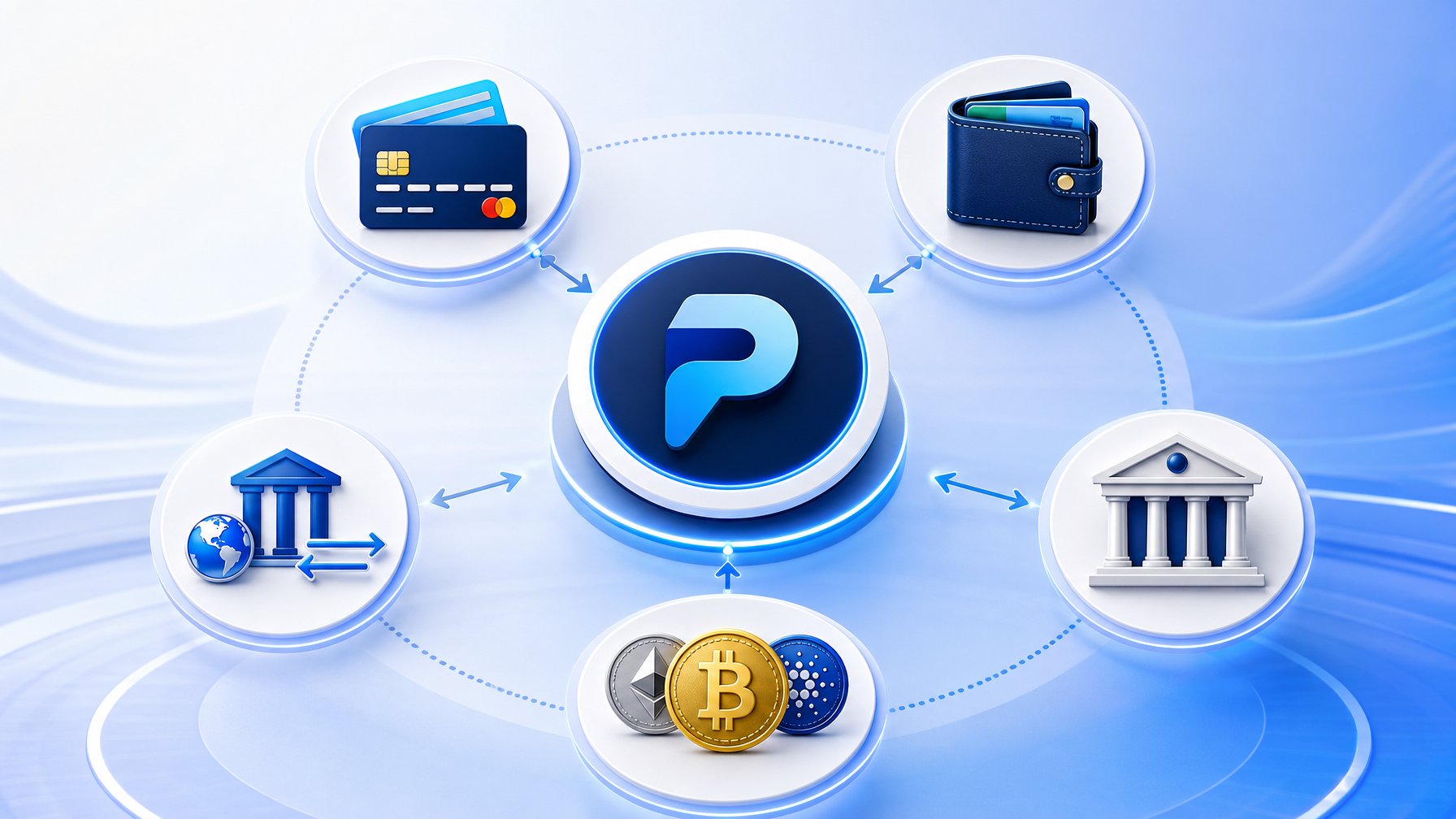 An Illustration Showing Various Payment Method Icons Arranged Around A Central Payz Symbol, Representing A Comparison Of Payment Options.