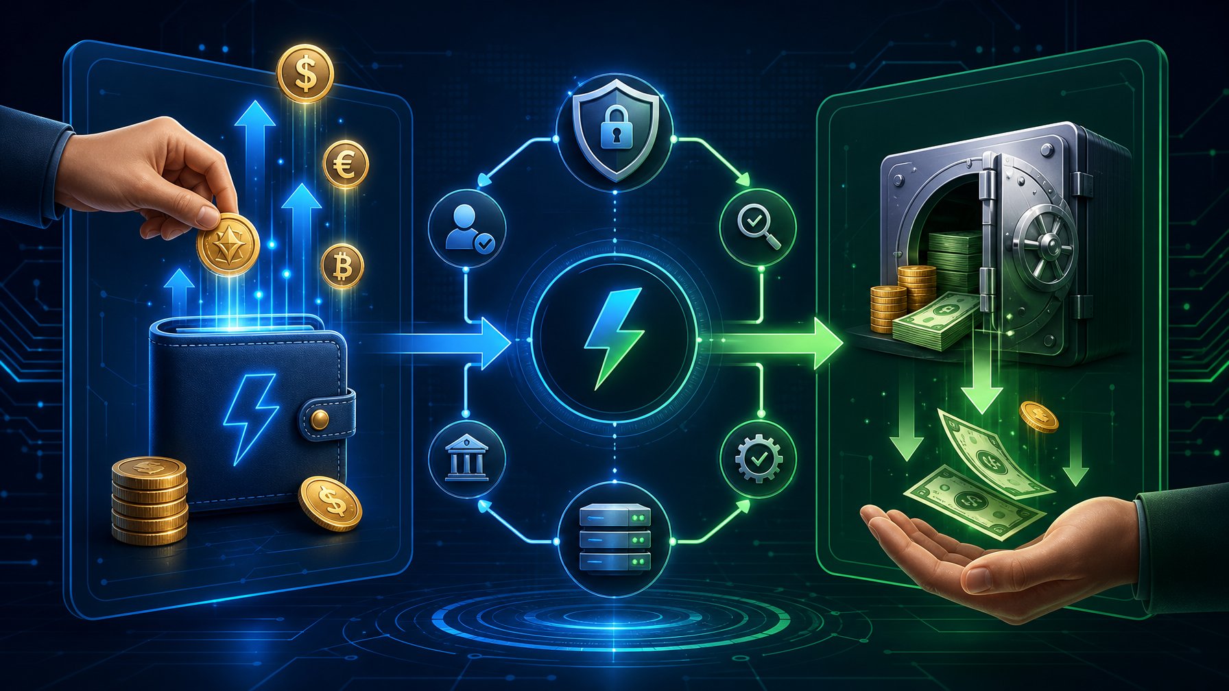 A Digital Interface Showing Icons For Deposits And Withdrawals Connected By Arrows, Representing The Processing Of Online Casino Payments.