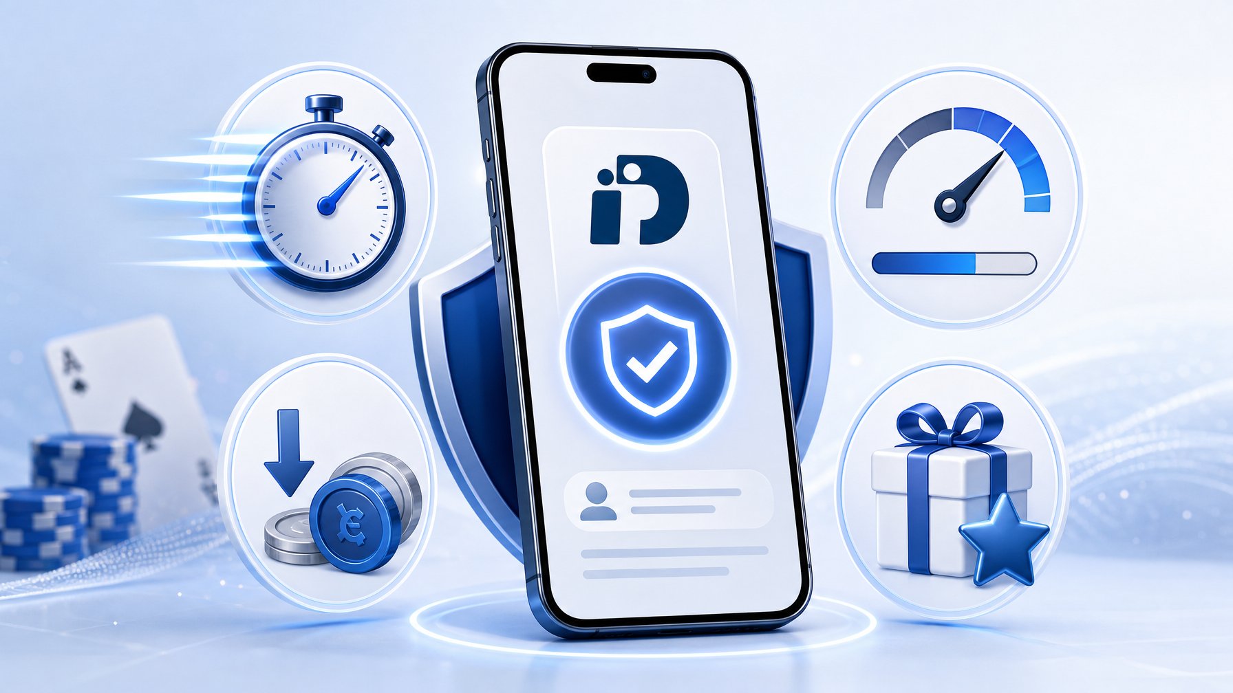 A Digital Device Showing Secure Login With Icons Representing Fast Transactions, Low Fees, Transaction Limits, And Bonus Rewards.
