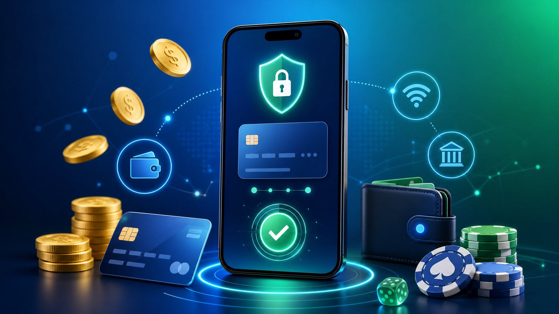 A Smartphone Displaying A Secure Online Payment With Icons Of Coins And Credit Cards Around It.