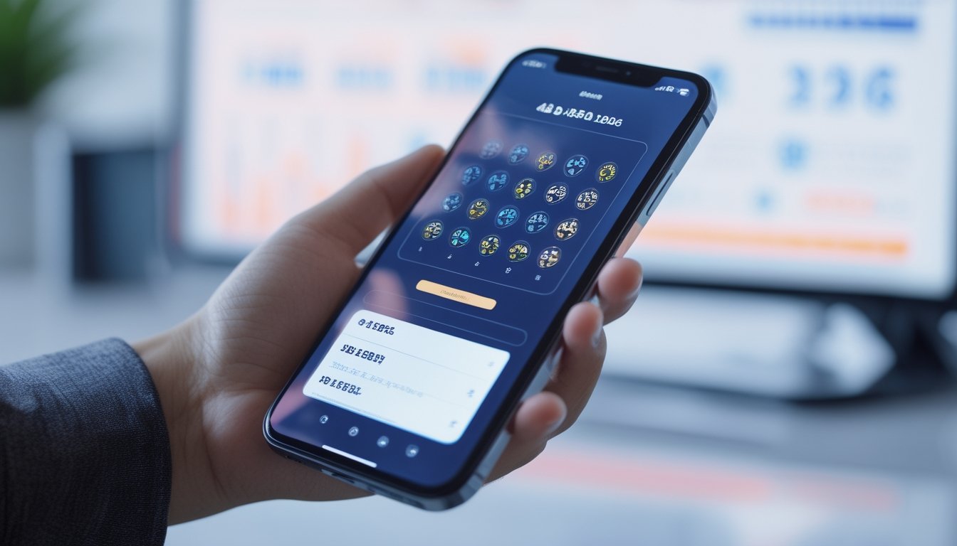 Seseorang memegang smartphone yang menampilkan aplikasi permainan togel dengan antarmuka yang jelas dan mudah digunakan.
