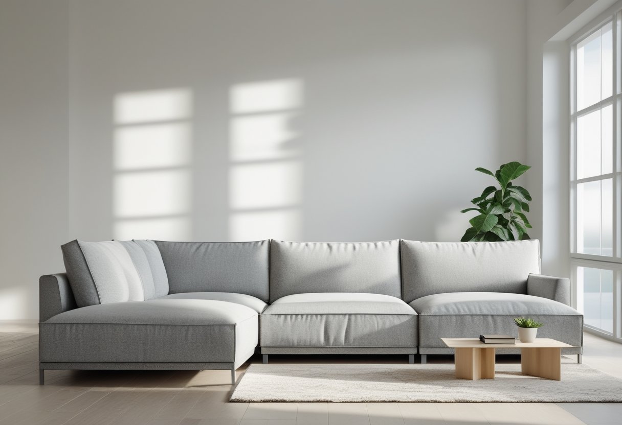 22 Stunning Minimalist Living Room Ideas To Maximize Space And Style 2 minimalist living room ideas low profile sectional sofa light gray linen large windows natural light