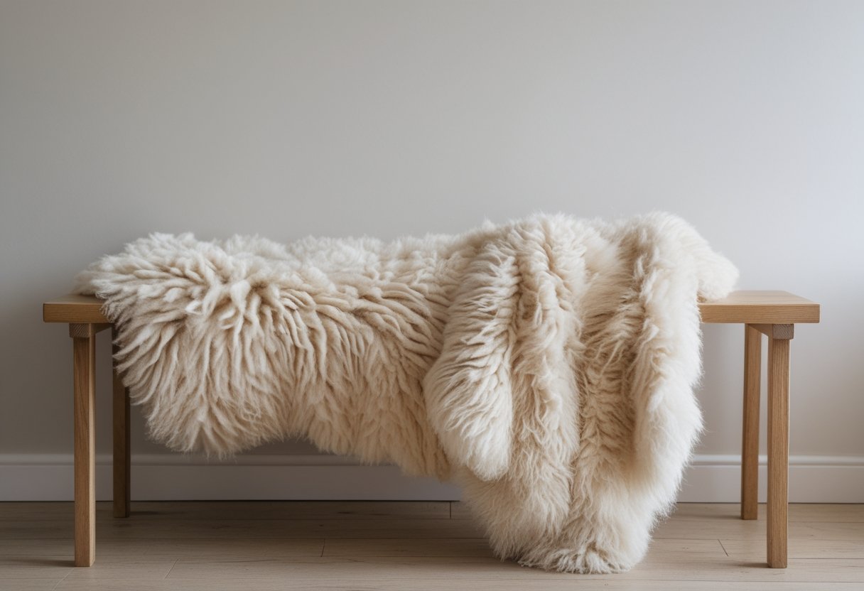 22 Stunning Minimalist Living Room Ideas To Maximize Space And Style 6 minimalist living room ideas sheepskin throw wooden bench cream coloured light wall cosy texture