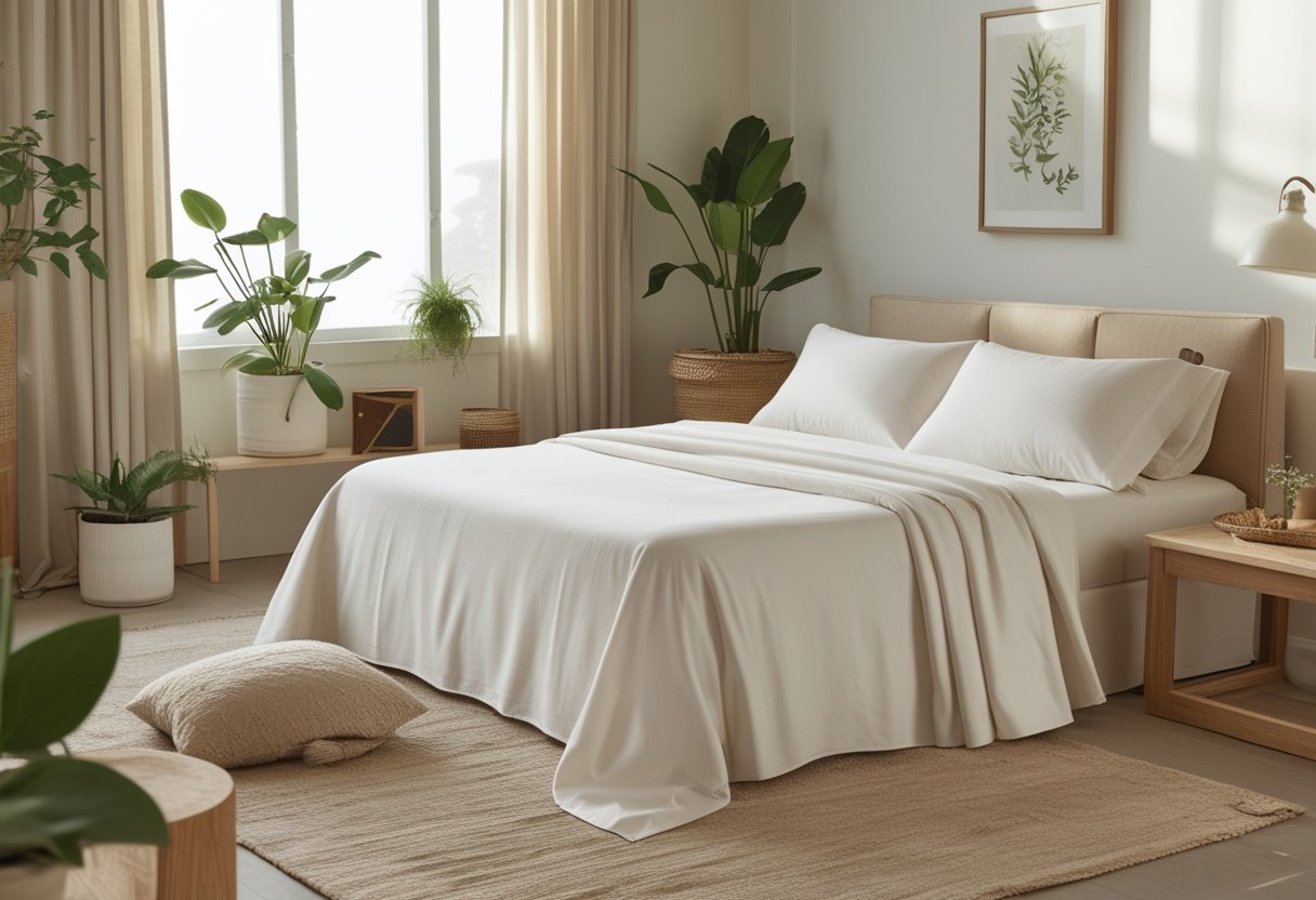 21 Beautiful Organic Textiles For Bedroom: Cozy Sustainable Fabrics To Transform Your Sleep Space 5 organic textiles for bedroom coyuchi organic cotton sateen sheet set calm bedroom natural light plants soft bedding