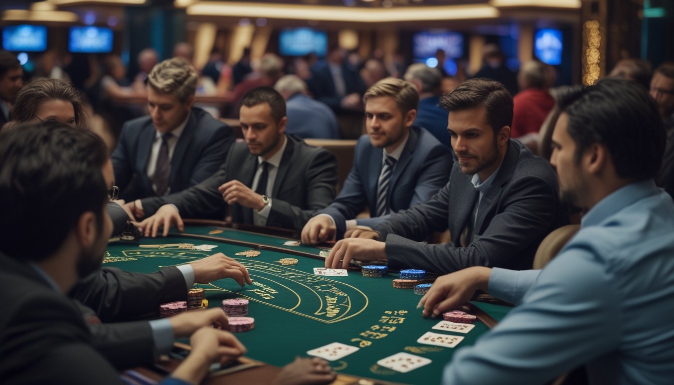 Meja blackjack di kasino dengan beberapa pemain yang sedang bermain berbagai varian blackjack populer tahun 2026.