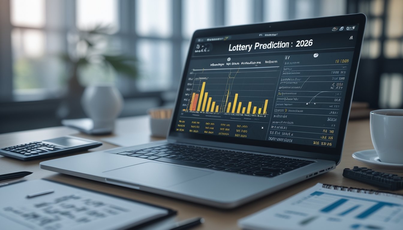 Sebuah ruang kerja modern dengan laptop, catatan, dan alat tulis yang menunjukkan aktivitas analisis data undian togel Cambodia.