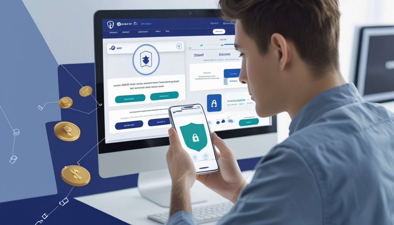 Seorang dewasa muda menggunakan ponsel pintar untuk melakukan transaksi e-wallet yang aman di situs Sbobet resmi.