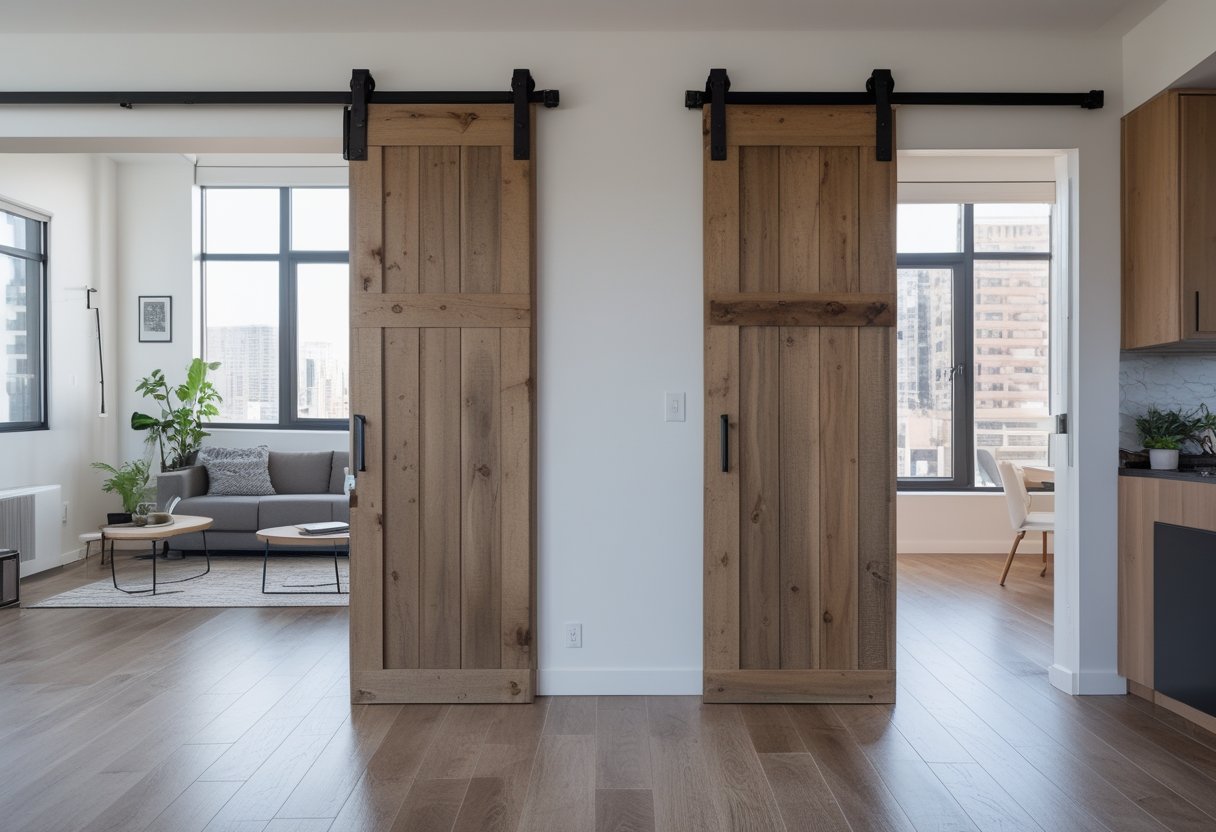 24 Stunning Studio Apartment Layouts: Clever Space Saving Ideas For Small Homes 7 this style sliding barn doors separating living area kitchen sleeping space rustic modern style
