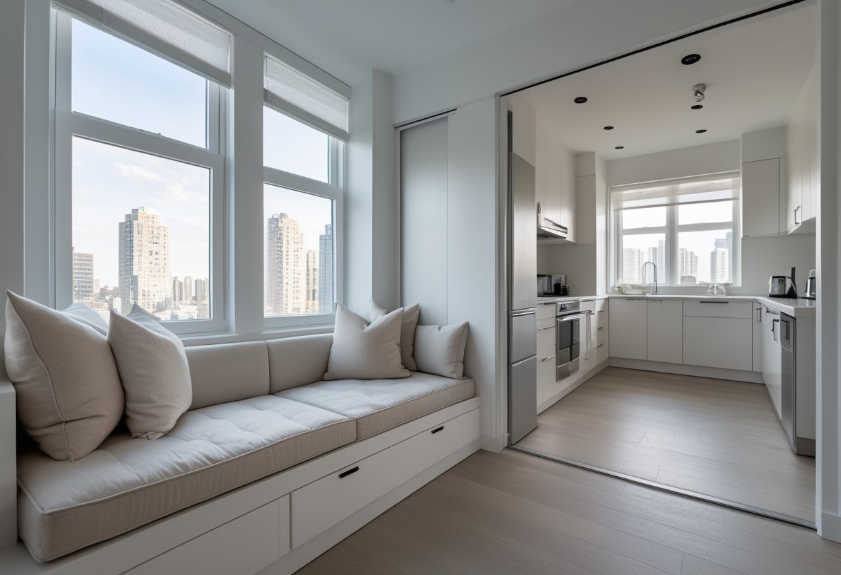 24 Stunning Studio Apartment Layouts: Clever Space Saving Ideas For Small Homes 17 this configuration built in window seat storage drawers natural light large windows cozy reading spot